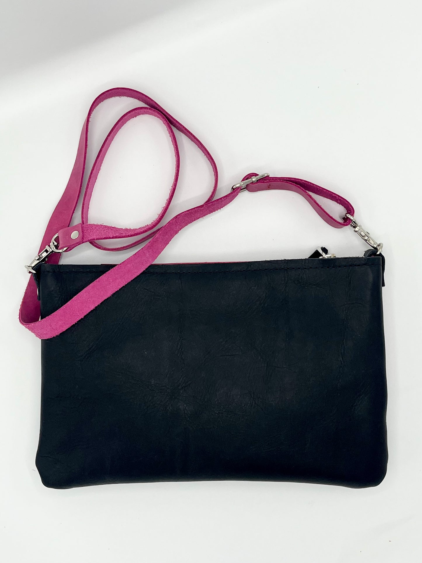 The LJ Clutch in Black & Pink